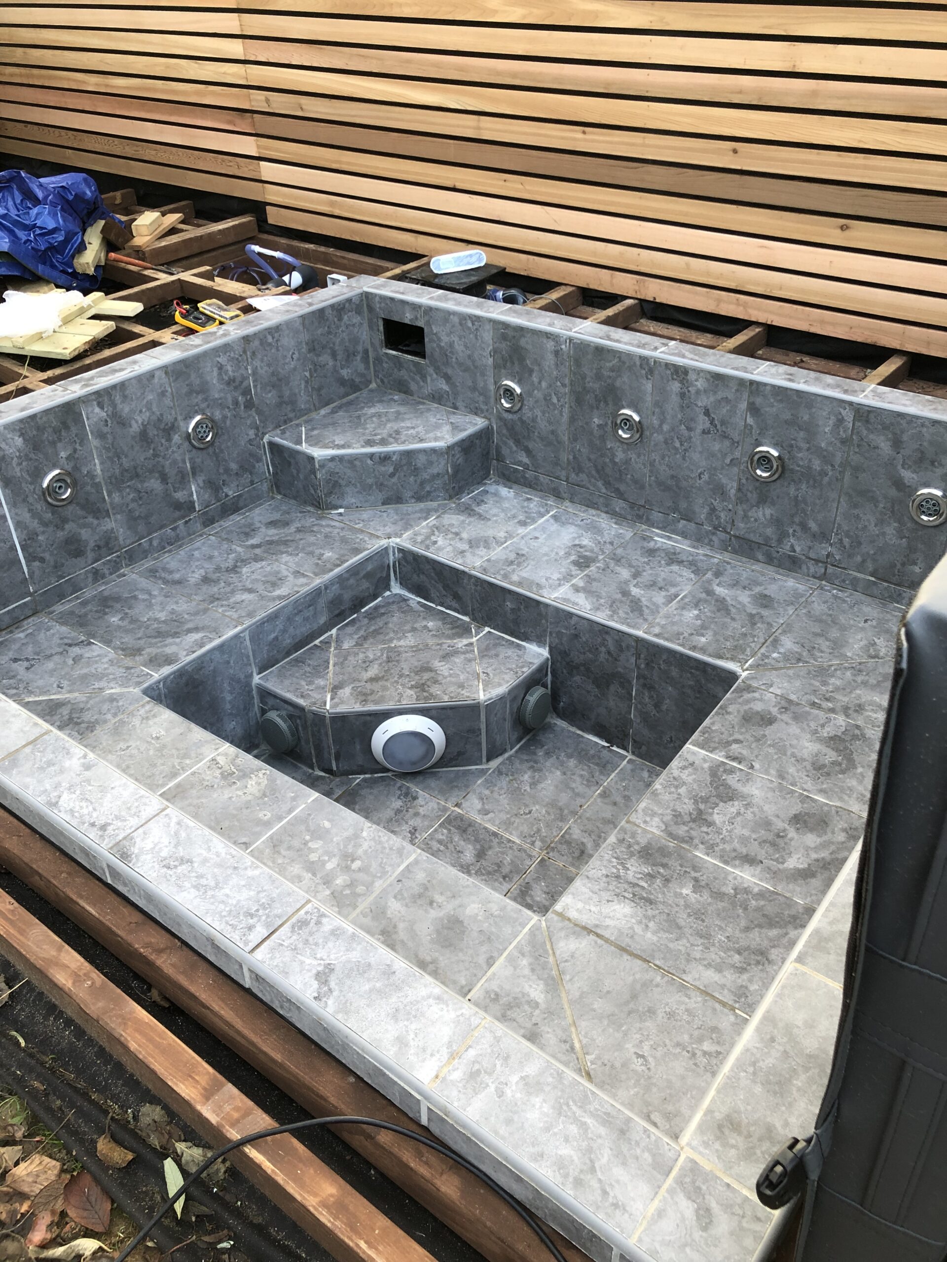 homemade concrete hot tub