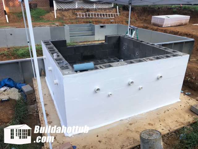 Hot tub interior after waterproofing
