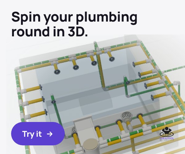 Spin your hot tub plumbing round in 3D in Tub & Pool Designer Pro