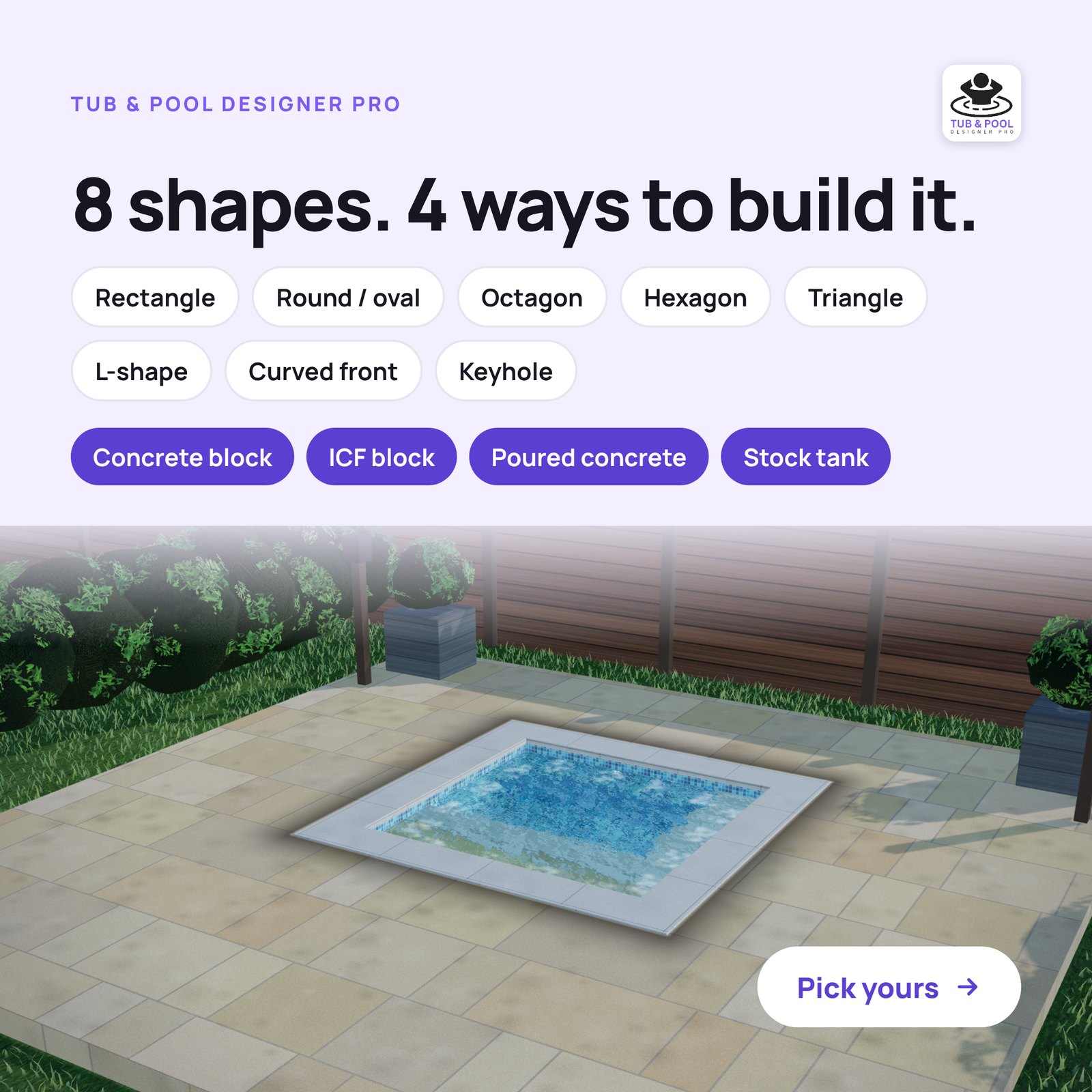 8 hot tub shapes and 4 ways to build them in Tub & Pool Designer Pro